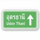 Udon Thani Ahead ⚠ Thai Highway Traffic Sign ⚠ Sticker (Voorkant)