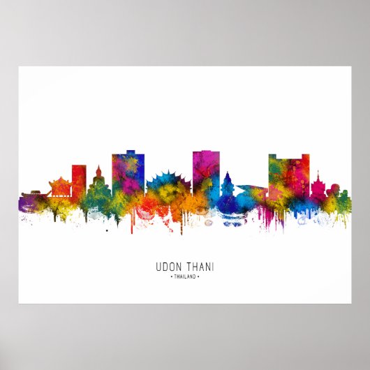 Udon Thani Thailand Silhouet Poster (Voorkant)