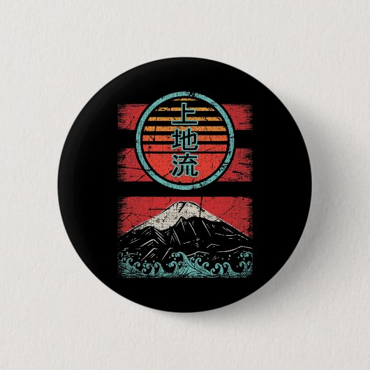 Uechi Ryu Karate Retro  stijl 80 Ronde Button 5,7 Cm (Voorkant)