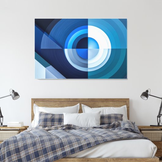 uego de Formas - Arte Abstracto en Azul Canvas Afdruk (Insitu (Slaapkamer))