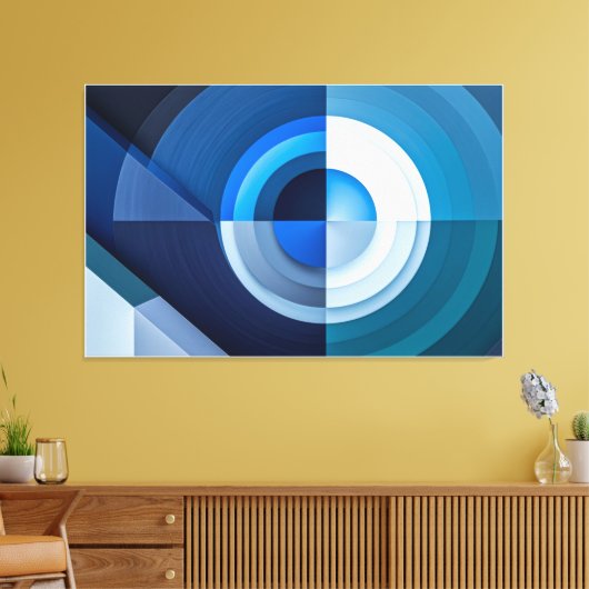 uego de Formas - Arte Abstracto en Azul Canvas Afdruk (Insitu (Woonkamer))