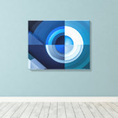 uego de Formas - Arte Abstracto en Azul Canvas Afdruk (Insitu (Houten vloer))