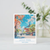 Ueno Park Tokyo Japan Vintage Travel Briefkaart (Staand voorkant)