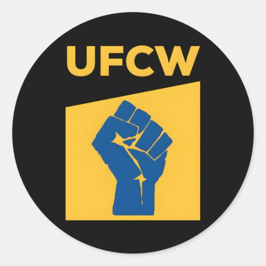 UFCW Resist Fist Strike Ronde Sticker (Voorkant)