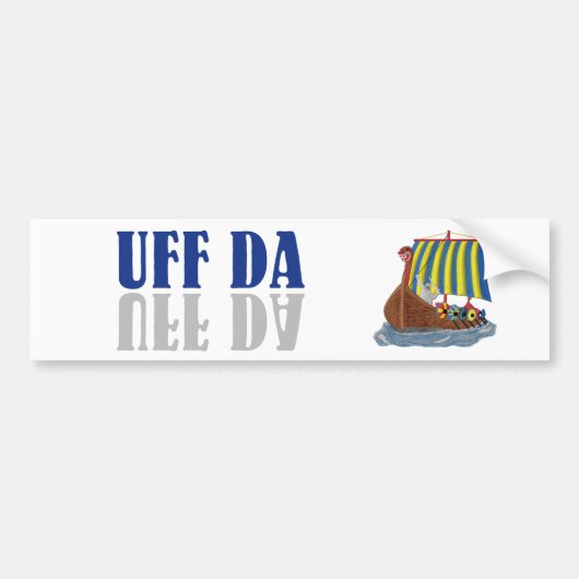 UFF DA Funny Scandinavian Viking Bumpersticker (Voorkant)