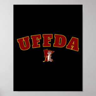 Uff-da Minnesota staat kaart hockey logo grafisch Poster