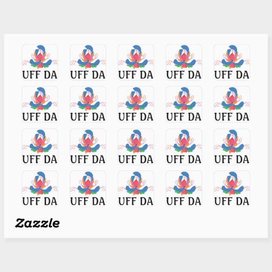 UFF DA moderne rosepainting Vierkante Sticker (Vel)