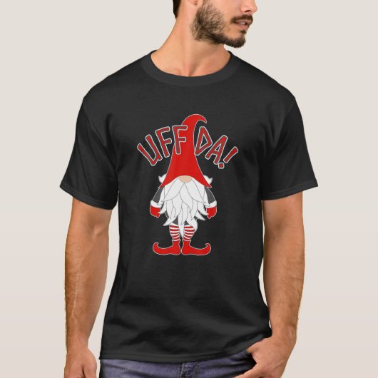 Uff-Da Nordic Gnome Scandinavian Tomte Artic Nisse T-shirt (Voorkant)