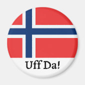 Uff Da Norwegian Flag Magnet (Voorkant)