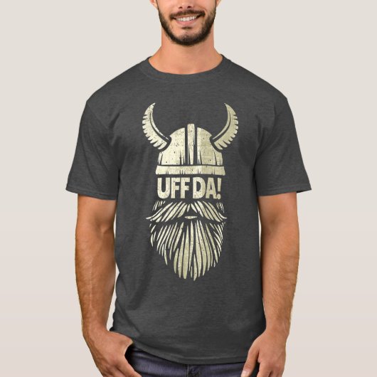 Uff Da Norwegian Quote Scandinavian Viking Beard T-shirt (Voorkant)