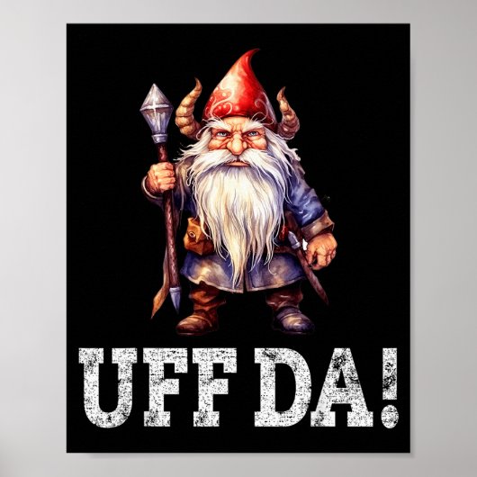 Uff Da Norwegian Quote Scandinavian Viking Gnome  Poster (Voorkant)