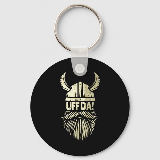 Uff Da Norwegian Quote Scandinavian Viking Helmet Sleutelhanger (Voorkant)