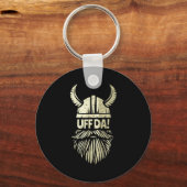 Uff Da Norwegian Quote Scandinavian Viking Helmet Sleutelhanger (Voorkant)