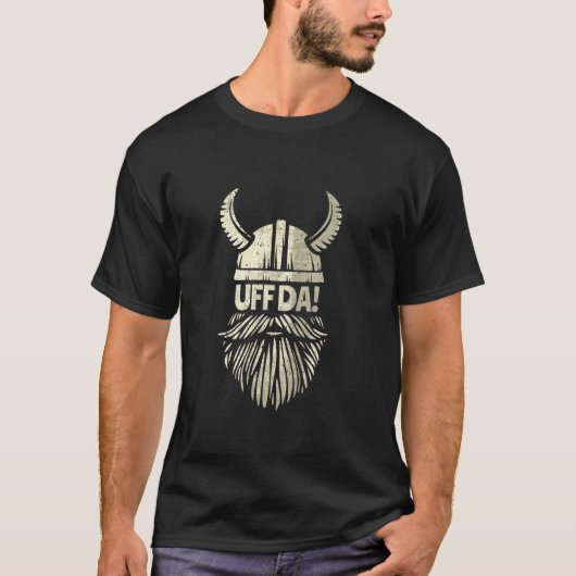 Uff Da Norwegian Quote Scandinavian Viking Helmet T-shirt (Voorkant)