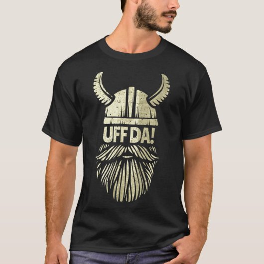Uff Da Norwegian Quote Scandinavian Viking Helmet  T-shirt (Voorkant)