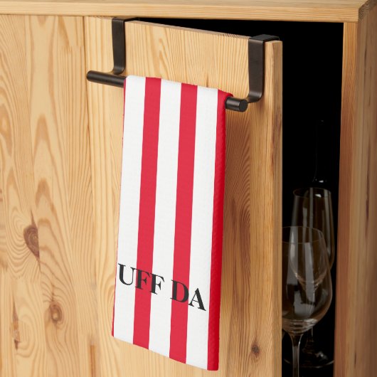 Uff Da rode gestreepte keukenhanddoeken (Derde Gevouwen)
