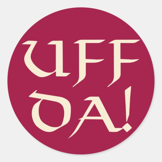 Uff Da. Ronde Sticker (Voorkant)