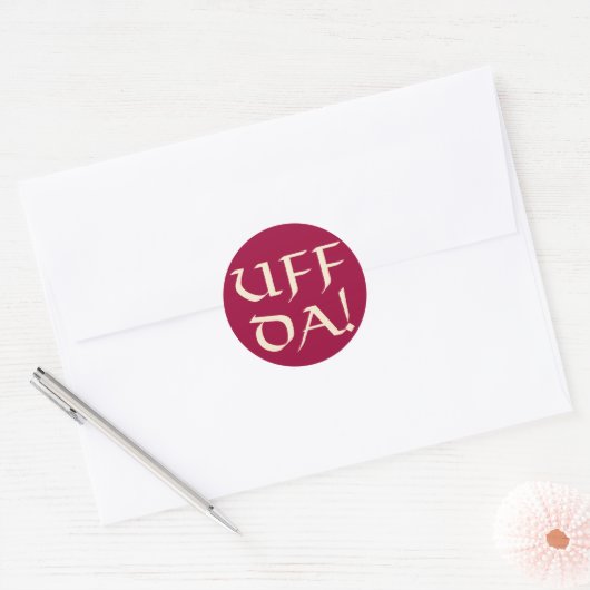 Uff Da. Ronde Sticker (Envelop)