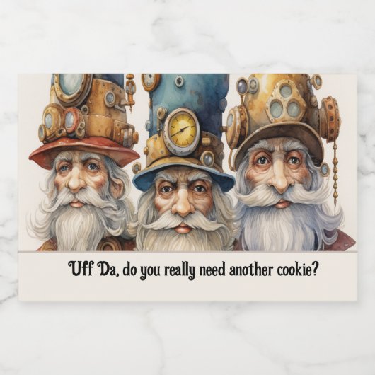 Uff Da Snoep of Cookie Guardian Gnomen Voedselcontainer Etiket (Enkel label)