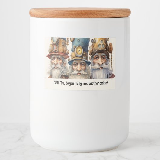 Uff Da Snoep of Cookie Guardian Gnomen Voedselcontainer Etiket (Voorkant)