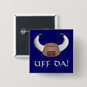 Uff Da. Viking Pet Vierkante Button 5,1 Cm (Voorkant /achterkant)