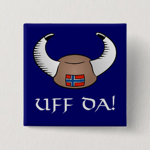 Uff Da. Viking Pet Vierkante Button 5,1 Cm
