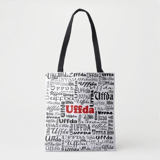 Uffda Grappige Noorse expressie Rood & Zwart Tekst Tote Bag (Voorkant)