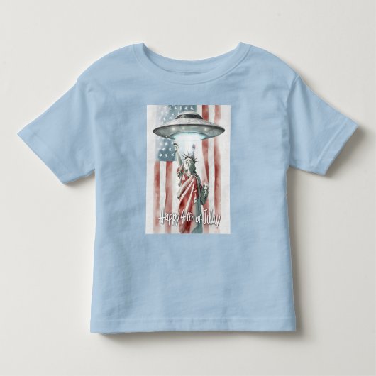 UFO 4 juli Vrijheidsbeeld Grappige Kunst Kinder Shirts (Voorkant)