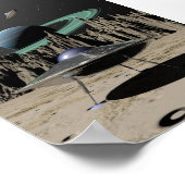 UFO - 50's SciFi Kitch (door Kristel R. Sitz) Poster (Hoek)