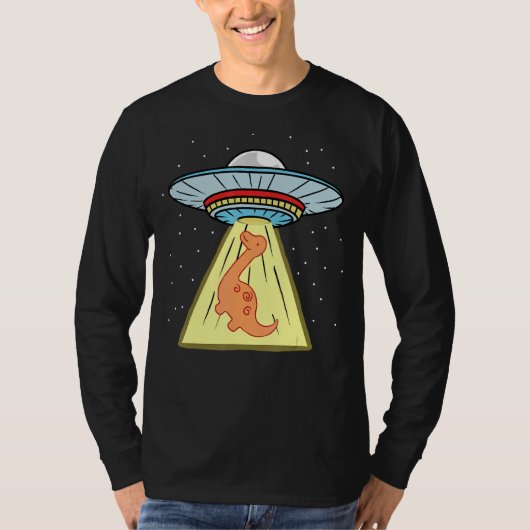 UFO-abductie Brachiosaurus dinosaurus T-shirt (Voorkant)