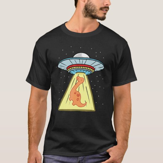UFO-abductie Brachiosaurus dinosaurus T-shirt (Voorkant)