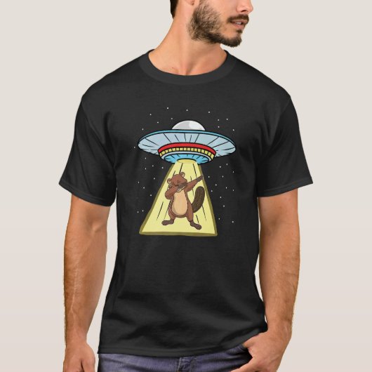 Ufo Abduction Dabbing Beaver Forest Animal T-shirt (Voorkant)