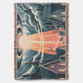 UFO Abduction Night Street Illustration Deken (Voorkant Verticaal)