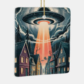 UFO Abduction Night Street Illustration Keramisch Ornament (Rechts)