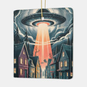 UFO Abduction Night Street Illustration Keramisch Ornament (Links)