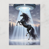 UFO Abduction of a Gorgeous Black Unicorn Briefkaart (Voorkant)