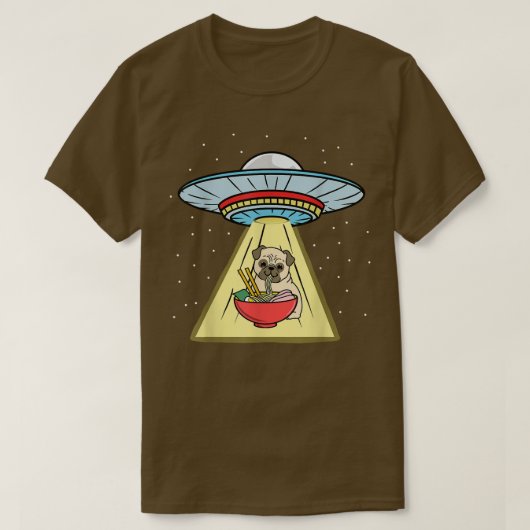 Ufo Abduction Pug Eating Ramen T-shirt (Design voorkant)