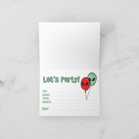 UFO Alien 1st Birthday Fill-in Invitation Bedankkaart (Binnen)