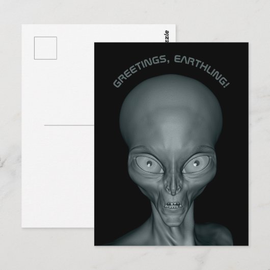 UFO Alien aangepast briefkaart (Voorkant / Achterkant)