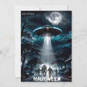 UFO-aliën aanval Griezelen dit jaar Halloween Feestdagenkaart (Voorkant)