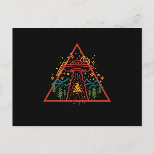 UFO Alien Abduction Aliens Mountain Natuur Illumin Briefkaart (Voorkant)
