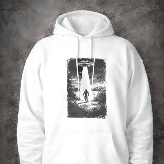 UFO Alien Abduction Beam Silhouette Sci-Fi Mystery Hoodie
