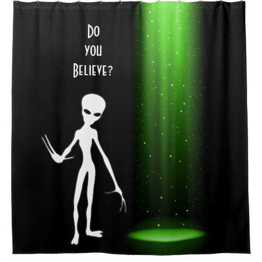 UFO Alien Abduction 👽 Geloof je? Douchegordijn (Voorkant)