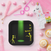 UFO Alien Abduction 👽 Geloof je? Papieren Bordje (Feest)