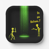UFO Alien Abduction 👽 Geloof je? Papieren Bordje (Voorkant)