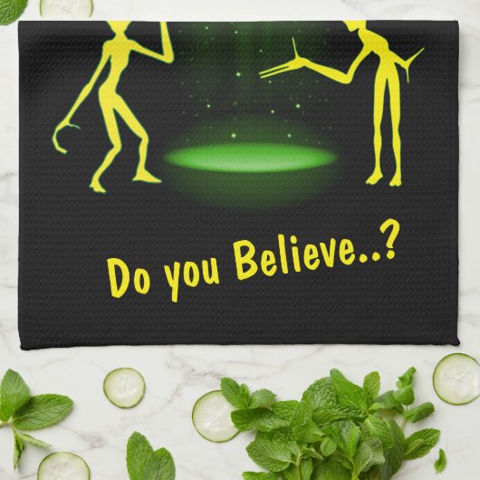 UFO Alien Abduction 👽 Geloof je? Theedoek (Gevouwen)