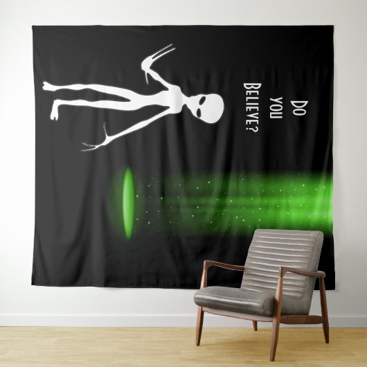 UFO Alien Abduction 👽 Geloof je? Wandkleed (In Situ (horizontaal))