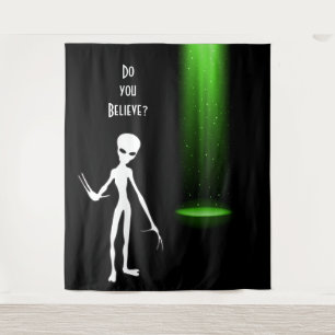 UFO Alien Abduction 👽 Geloof je? Wandkleed