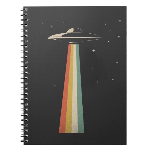 UFO Alien Abduction Retro Spaceship Notitieboek (Voorkant)