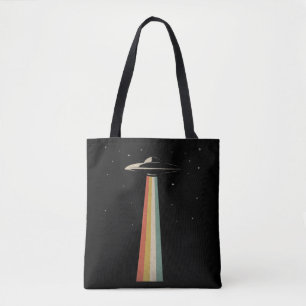  UFO Alien Abduction Retro Spaceship Tote Bag